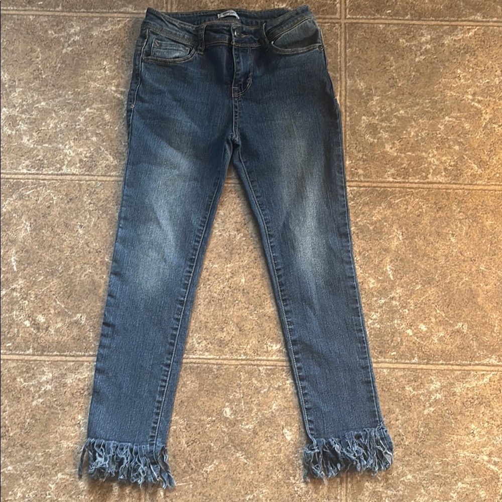 Bebe Blue Frayed Hem Jeans